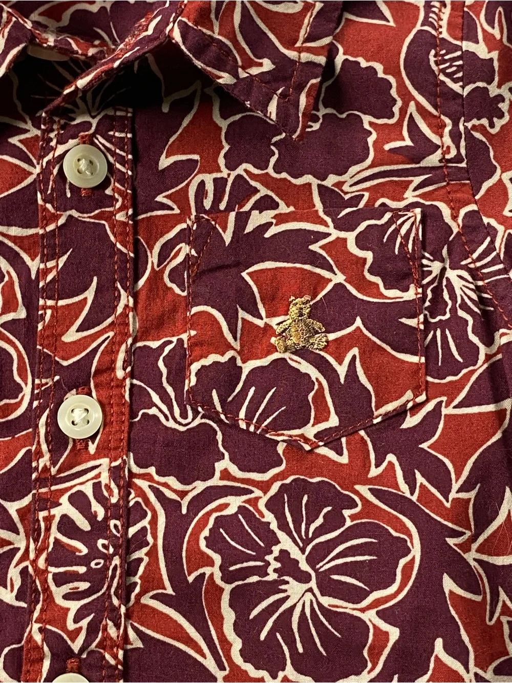GAP Hawaiian Shirt Size 6 12 Months NWT One Piece Snap Top New Floral Red Orange